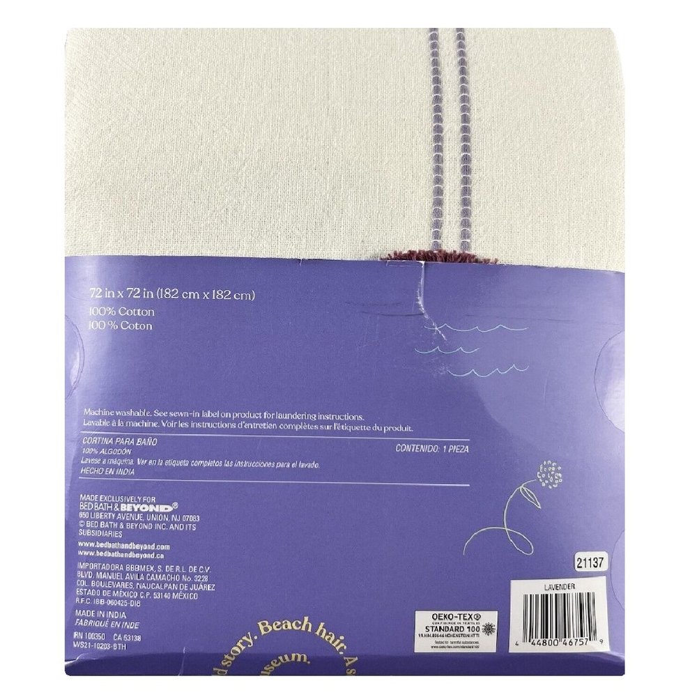 2 brand new LAVENDER Wild Sage™ 72"x72" Jordana Stitched Stripe Shower Curtains - Picture 6 of 6